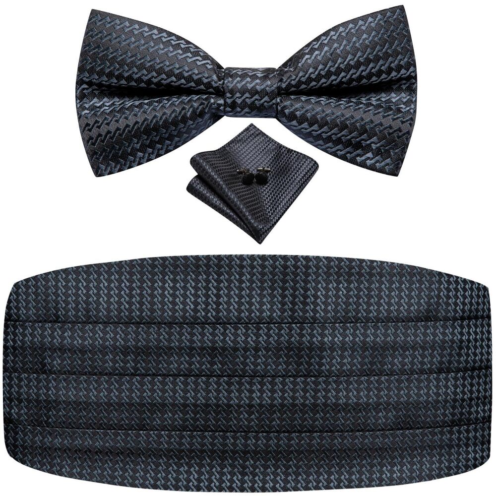 6107 Paisley Floral Cummerbund and Bowtie Silk Pretied Bow Ties